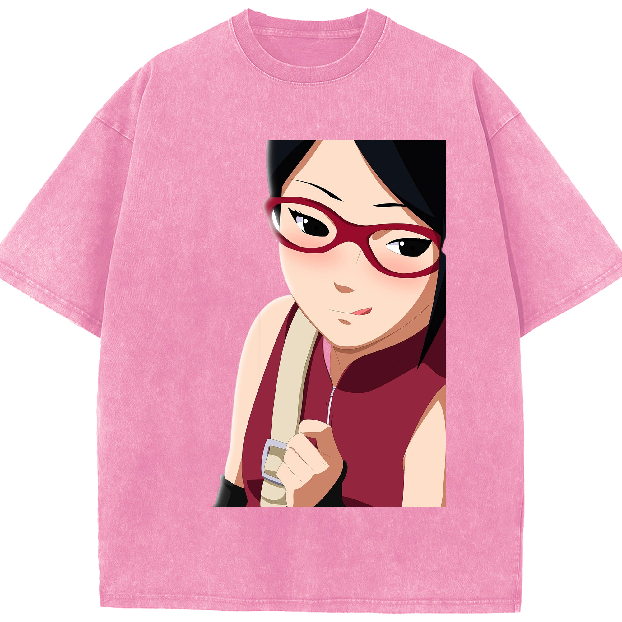 （画像用） NARUTO -ナルト- うちは サラダ Uchiha Sarada 綿100% ヴィンテージ風 半袖Tシャツ（フロントプリント）